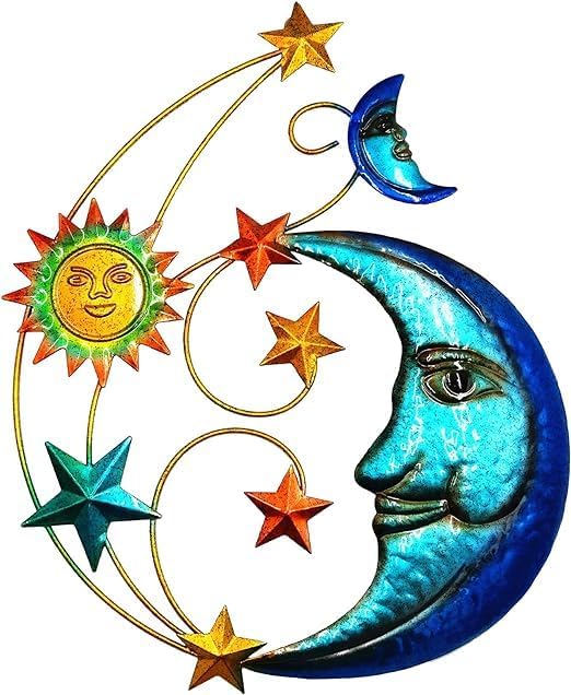 Large Sun Moon Metal Wall Sculpture