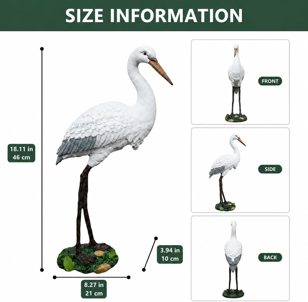 Garden Elegance White Crane Statue
