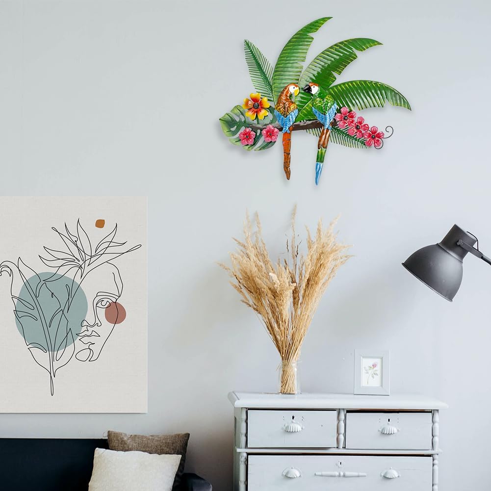 Metal Parrots Wall Decor