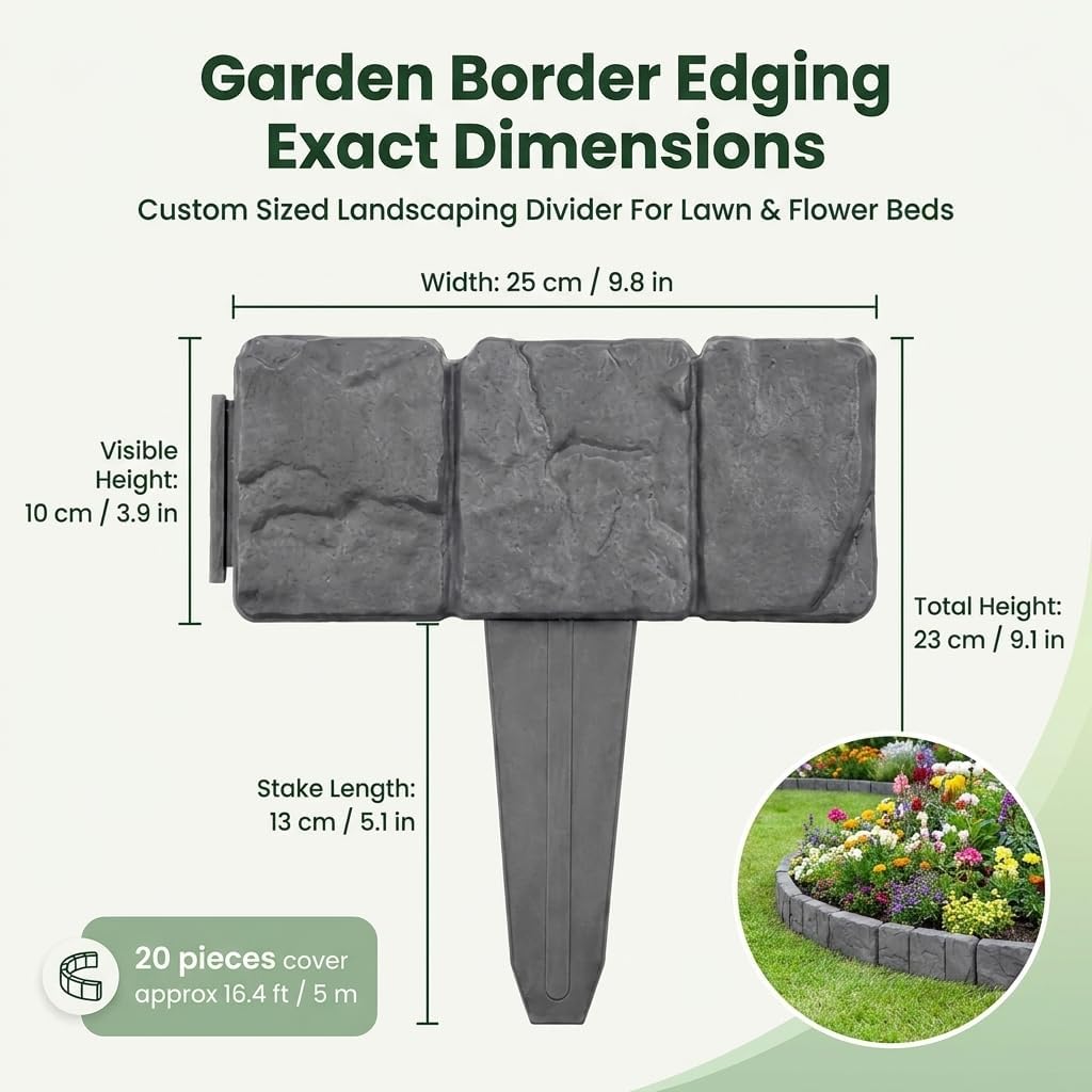 20 Pack Stone Effect Garden Edging