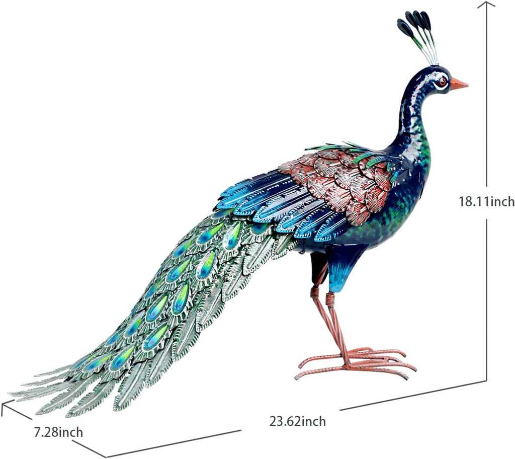 Metal Peacock Garden Statue