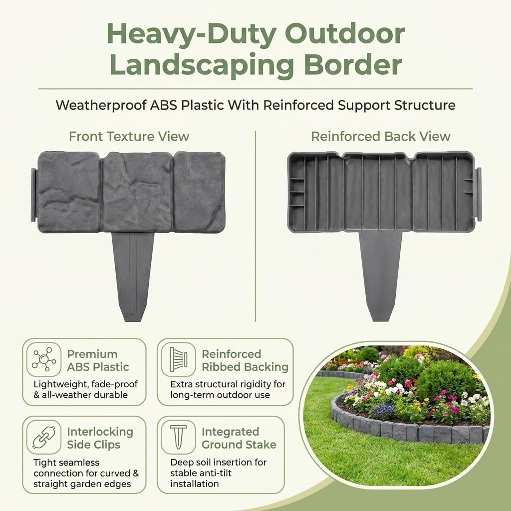 20 Pack Stone Effect Garden Edging