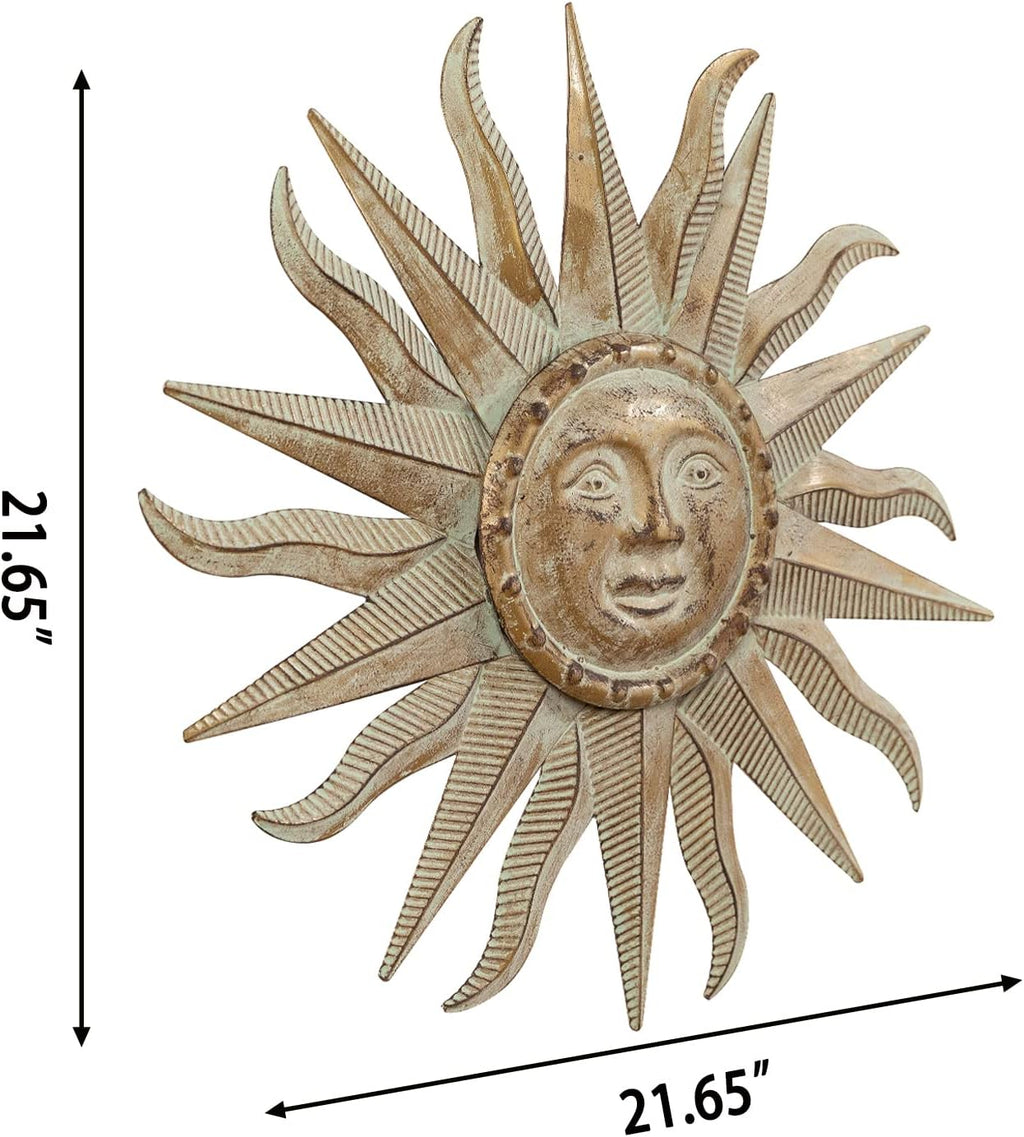 Green Gold Sun Metal Wall Decor