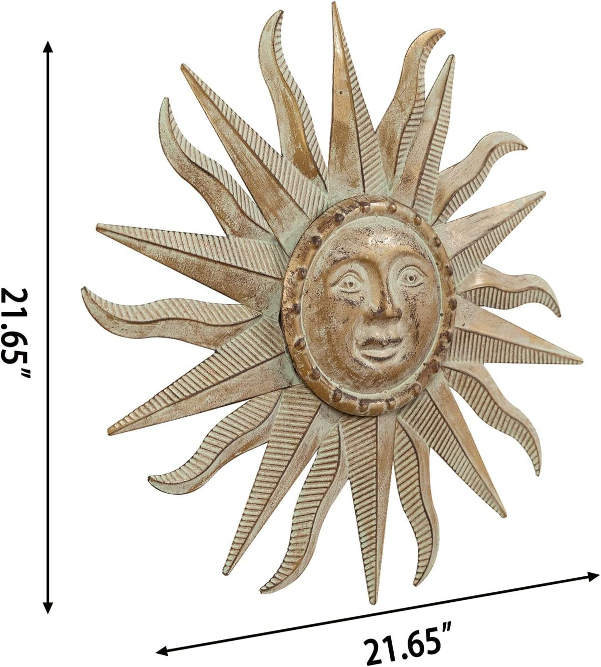 Green Gold Sun Metal Wall Decor