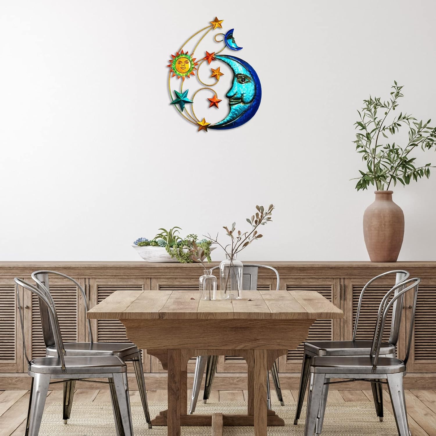 Large Sun Moon Metal Wall Sculpture