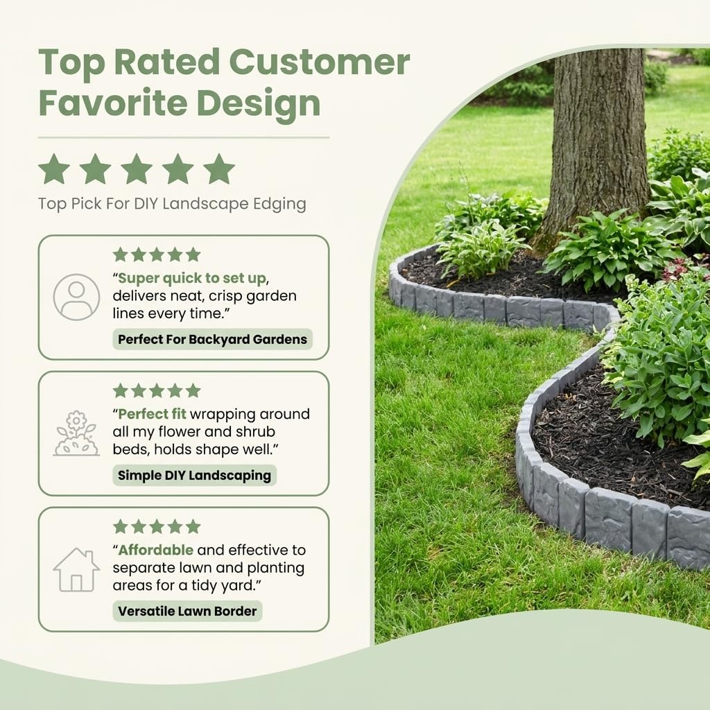 20 Pack Stone Effect Garden Edging