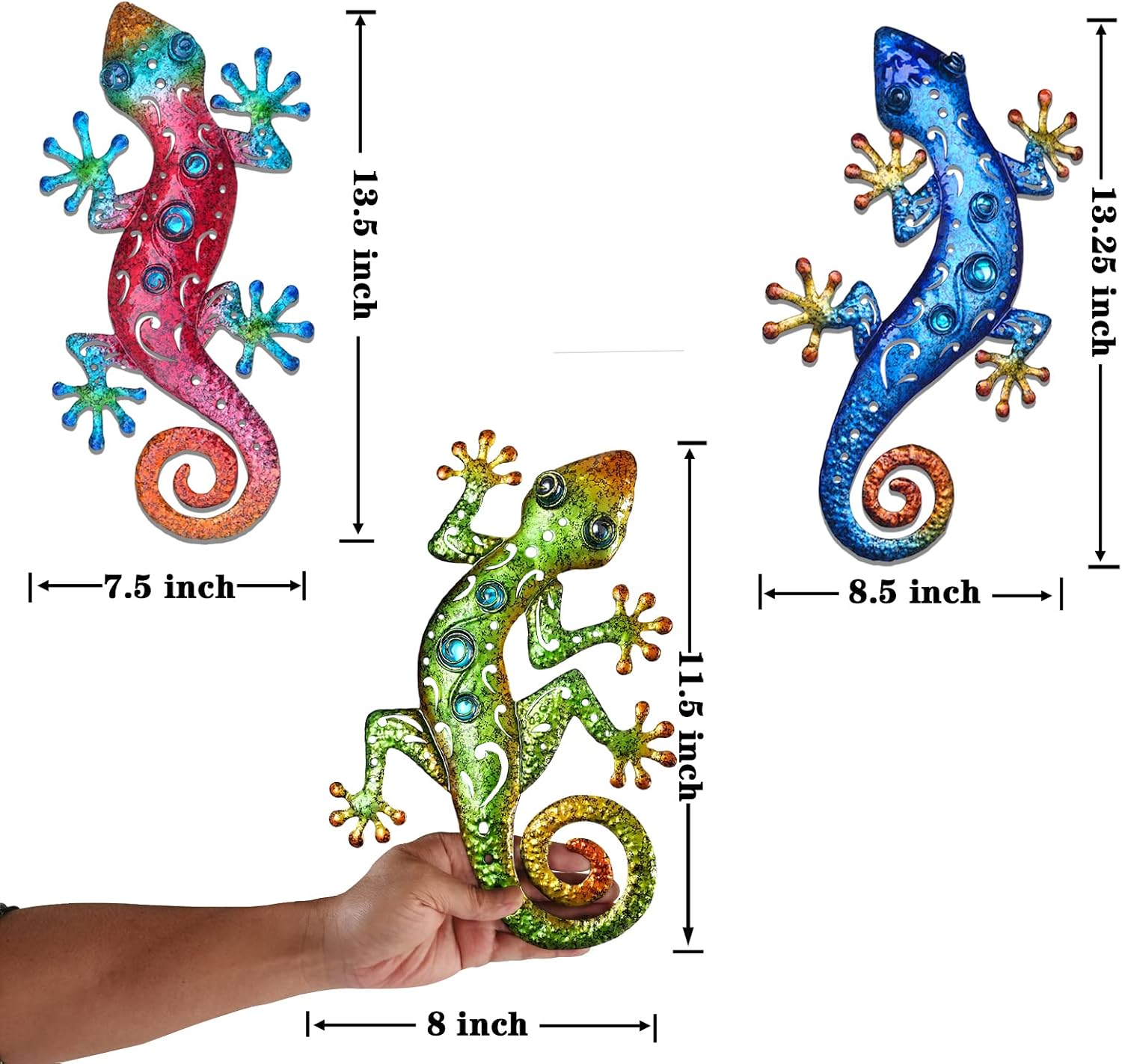 Metal Gecko Wall Decor 3 Pack