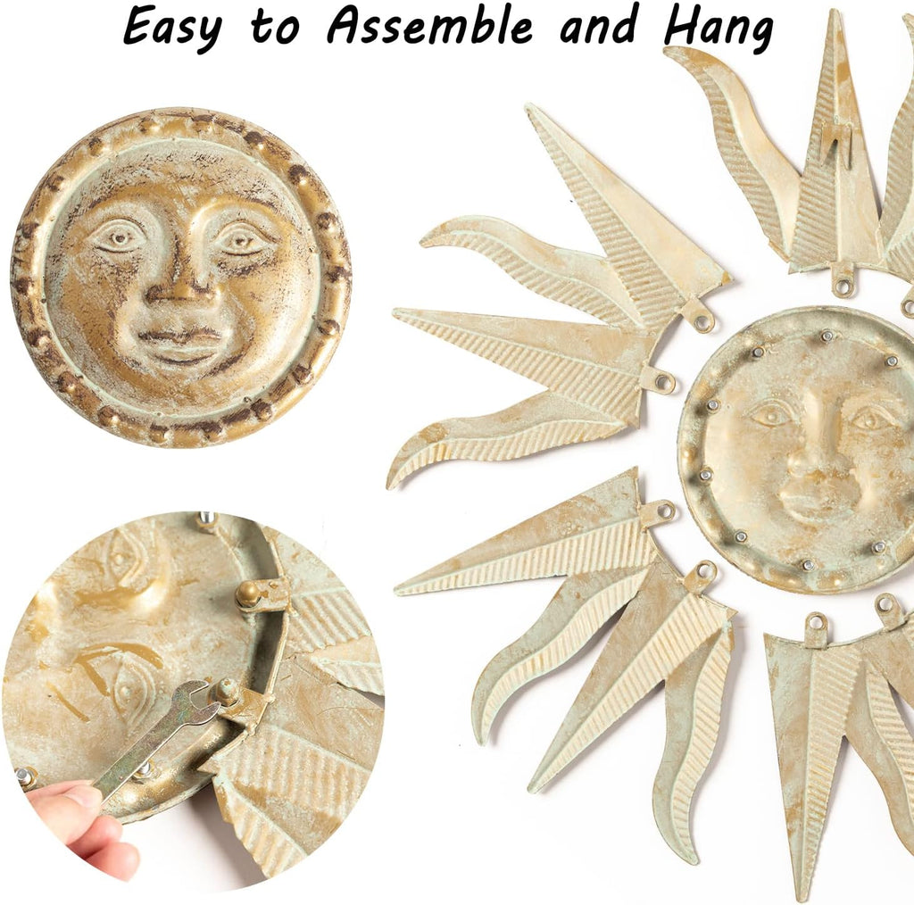 Green Gold Sun Metal Wall Decor