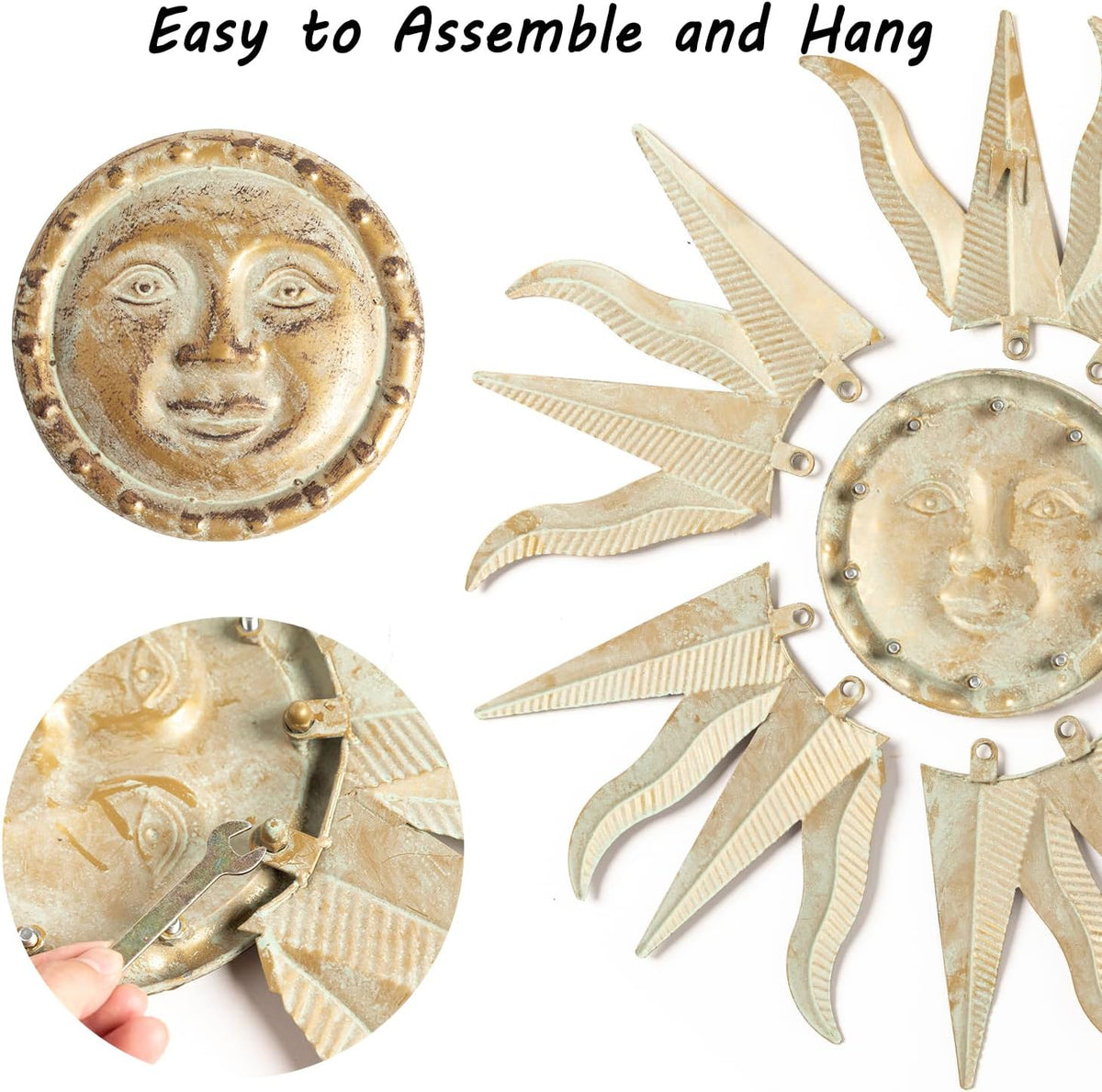 Green Gold Sun Metal Wall Decor