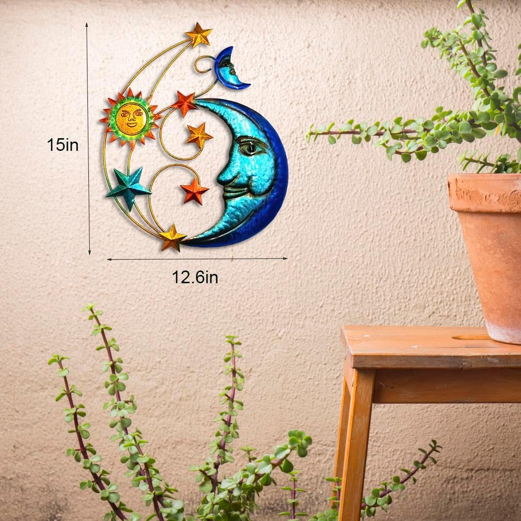 Large Sun Moon Metal Wall Sculpture