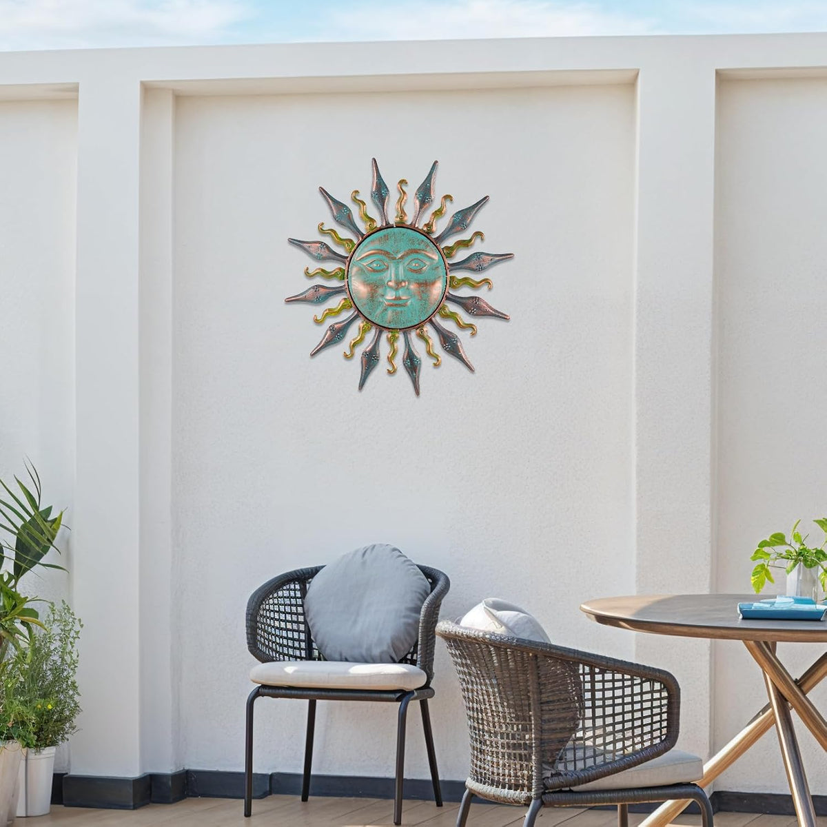 Cyan Sun Metal Wall Decor