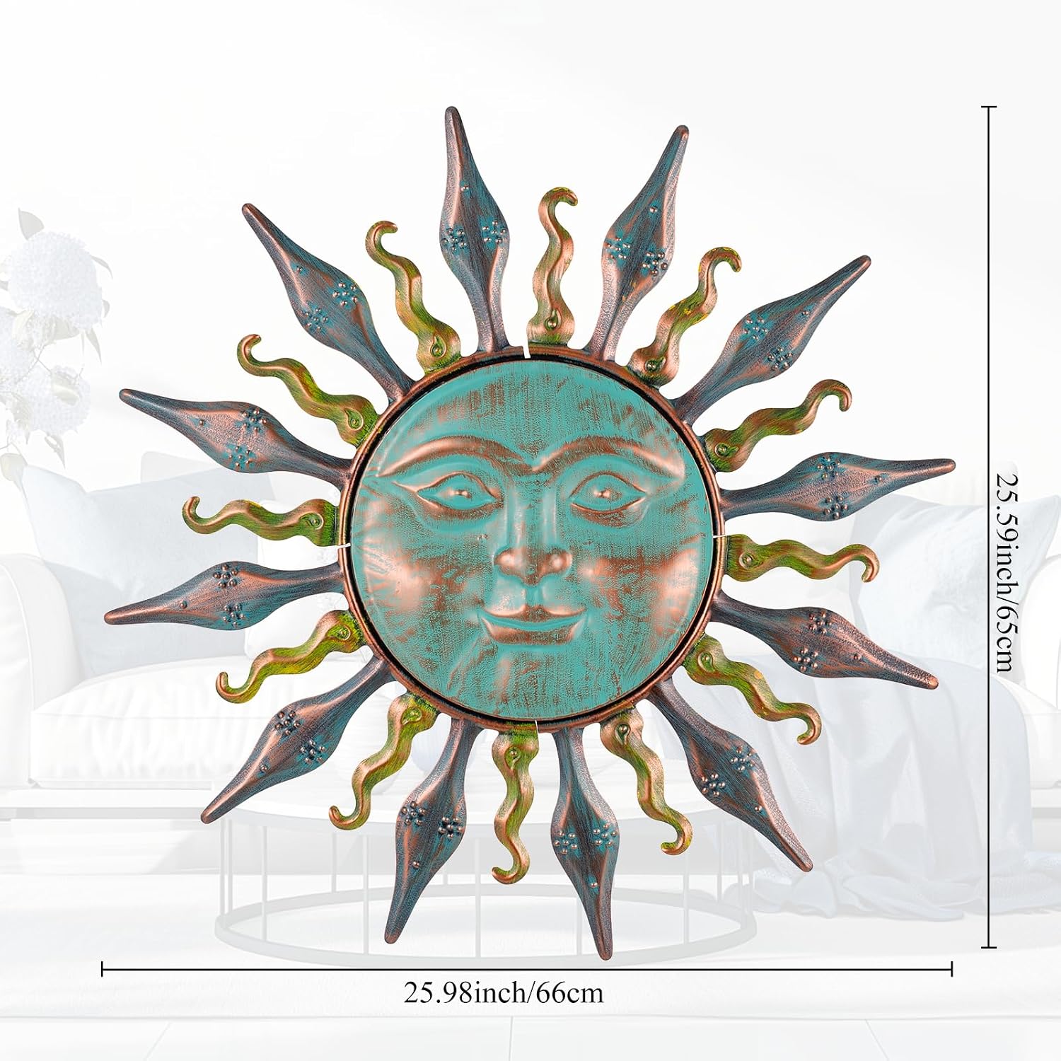 Cyan Sun Metal Wall Decor