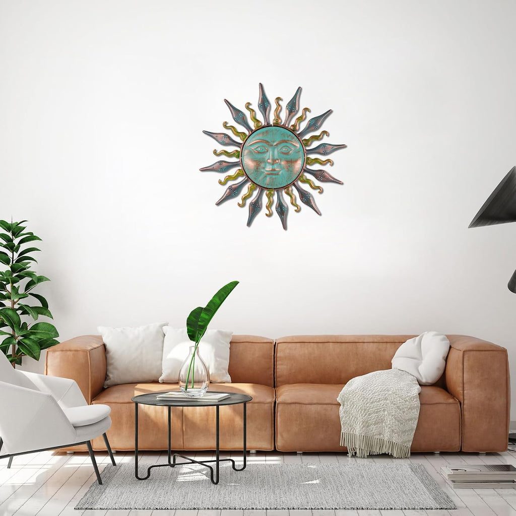 Cyan Sun Metal Wall Decor