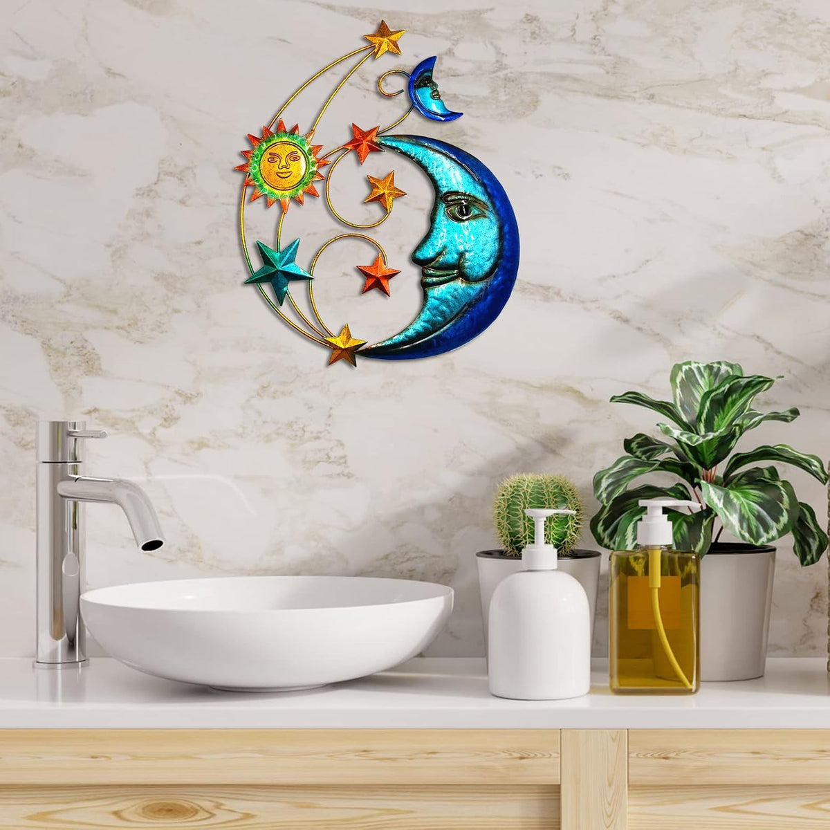 Large Sun Moon Metal Wall Sculpture