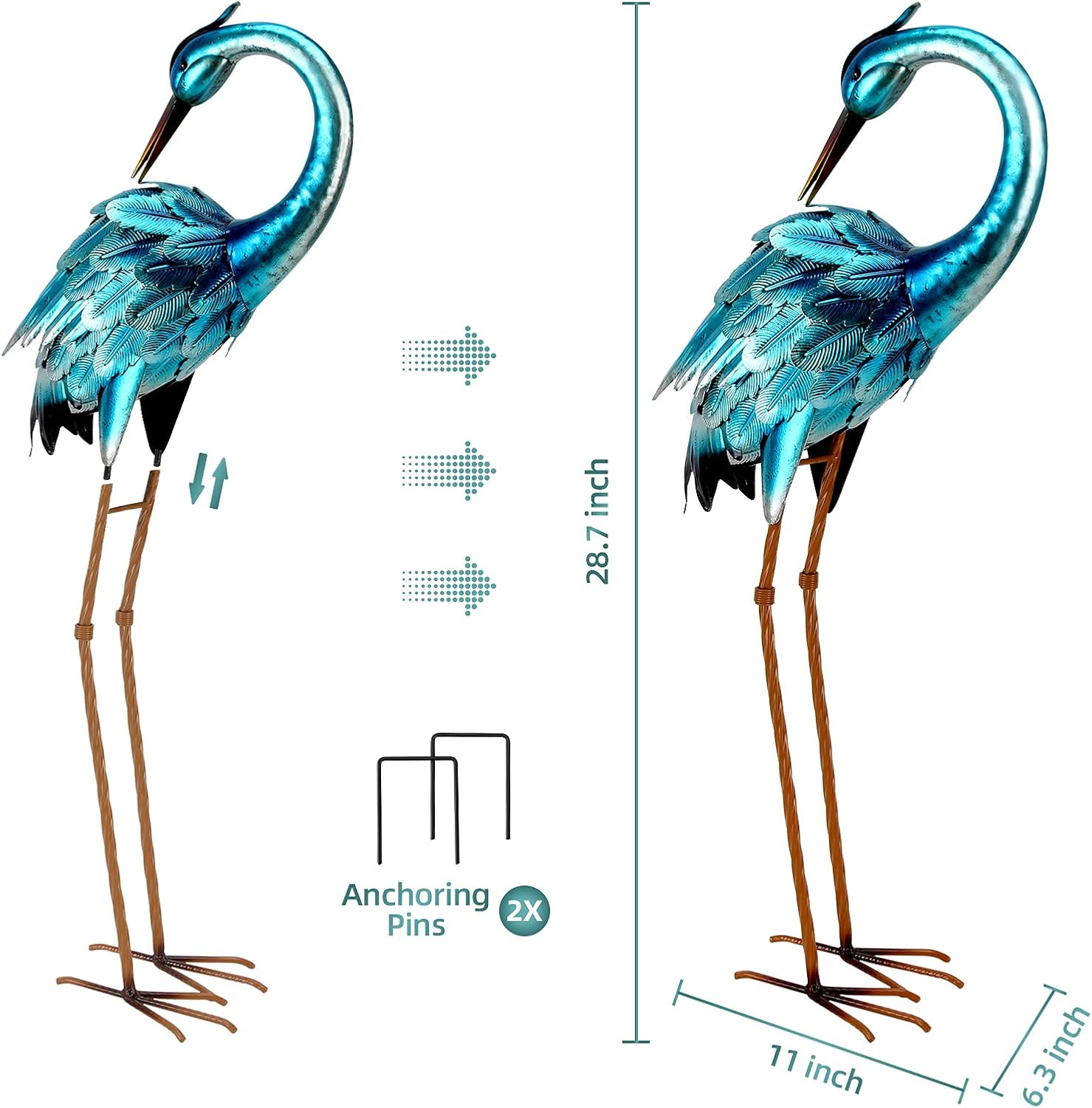 Metal Crane Garden Statue