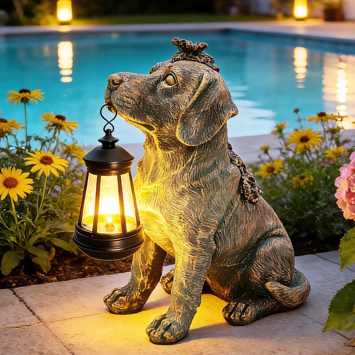 Solar Dog Garden Statue