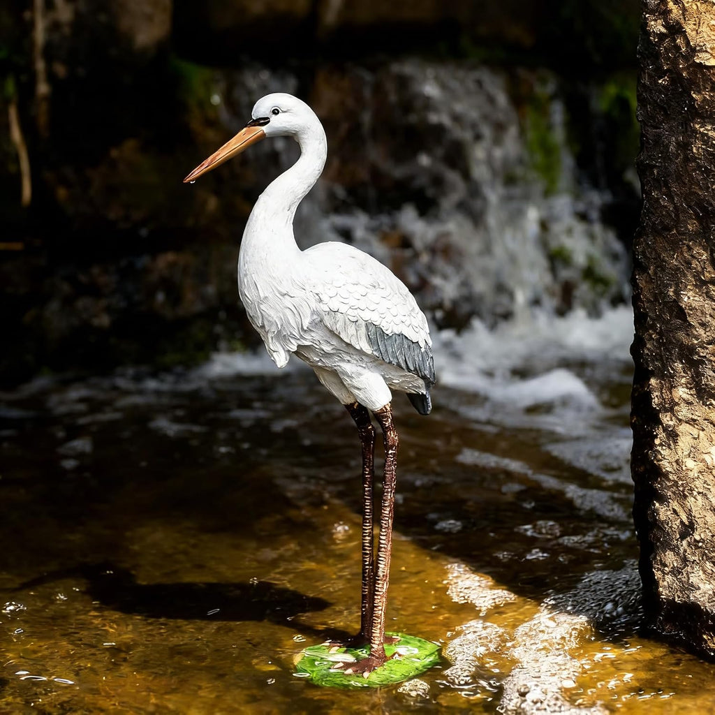 Garden Elegance White Crane Statue
