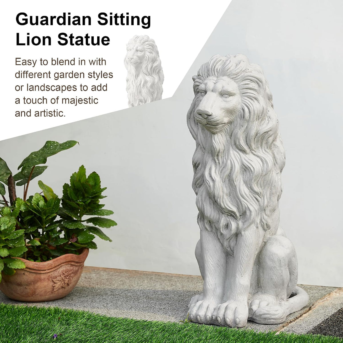Sitting Lion Garden Statue