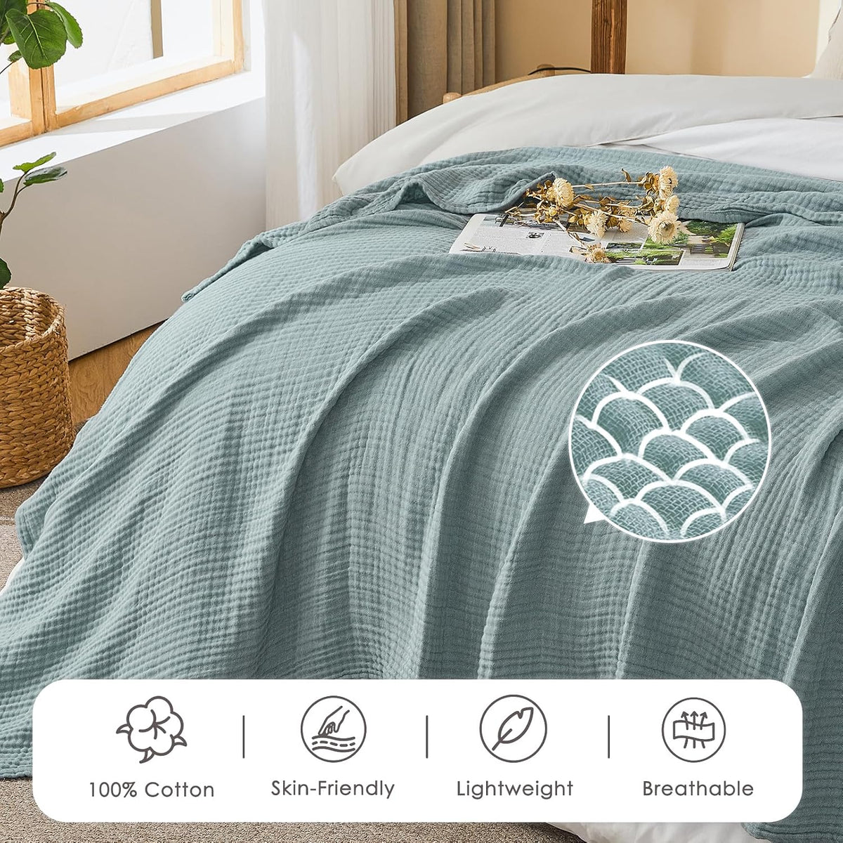 Cotton Muslin Throw Blanket