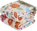 Boho Floral Cotton Throw Blanket