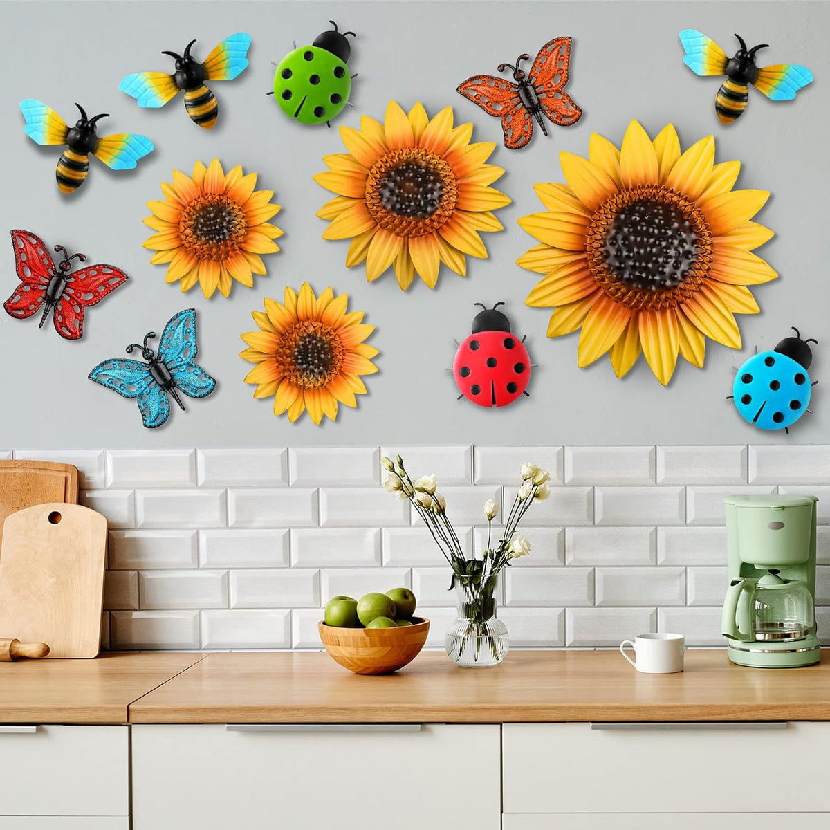 Metal Sunflower Butterfly Wall Decor Set
