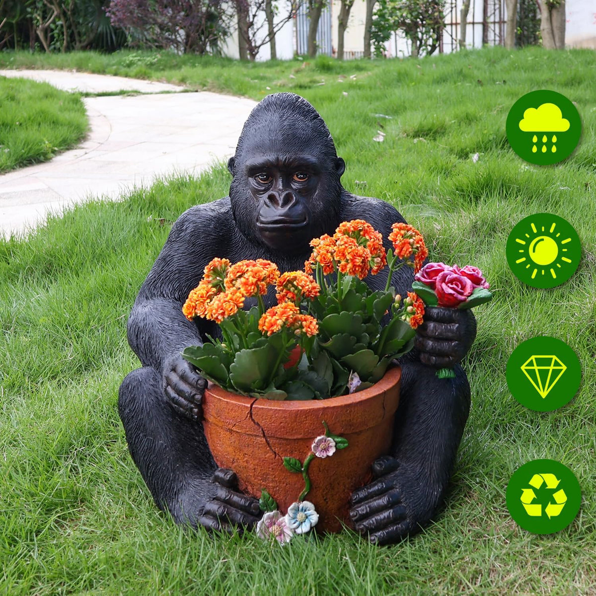 Gorilla Planter Garden Statue