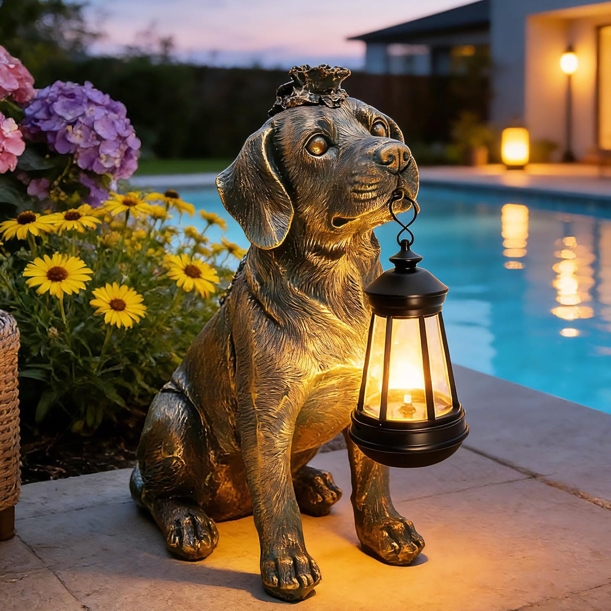 Solar Dog Garden Statue