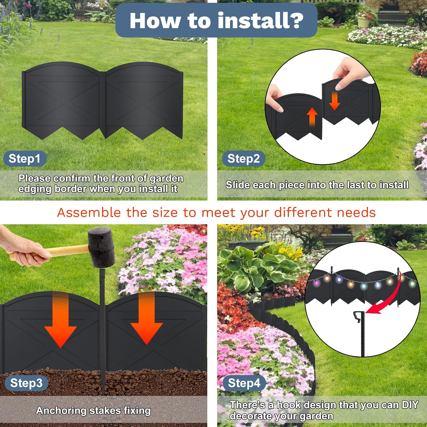 20Pcs 20FT Plastic Garden Edging