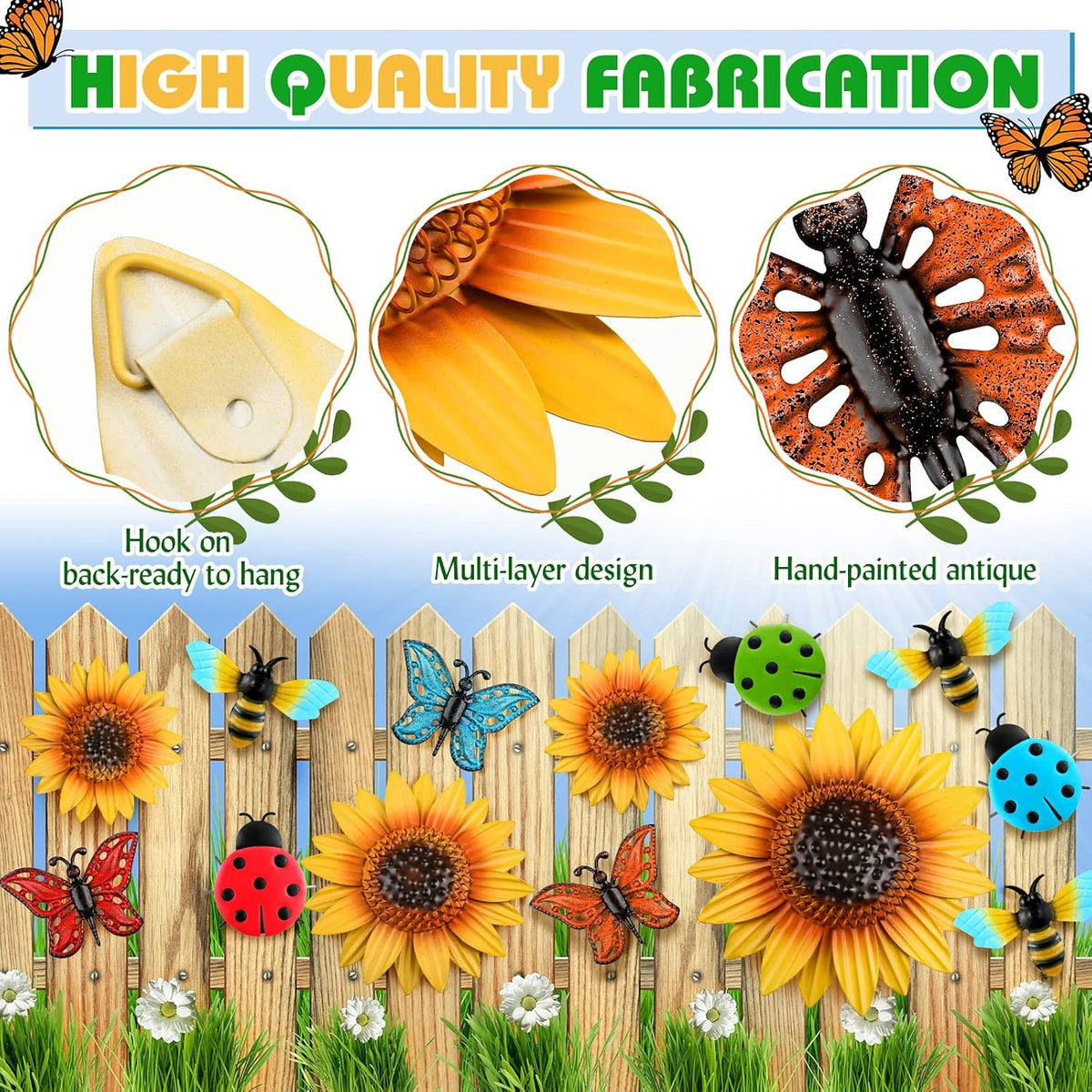 Metal Sunflower Butterfly Wall Decor Set
