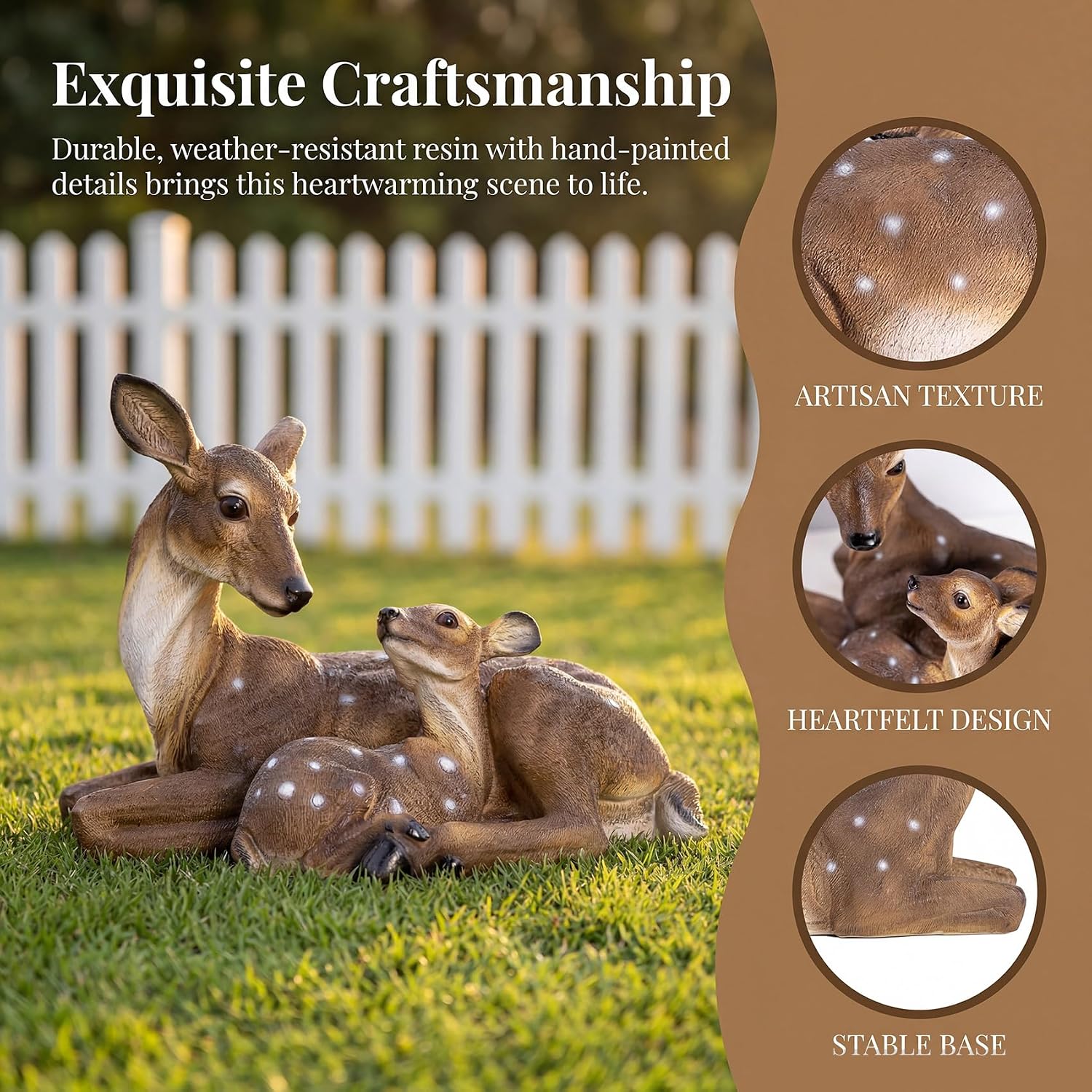 Mother & Fawn Deer Garden Statue