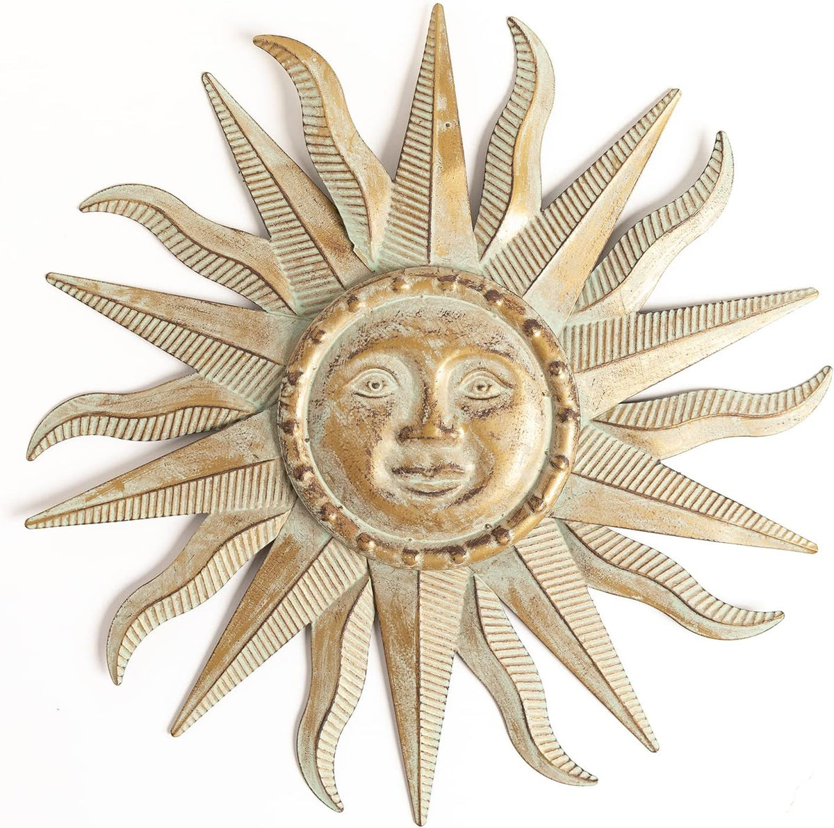 Green Gold Sun Metal Wall Decor