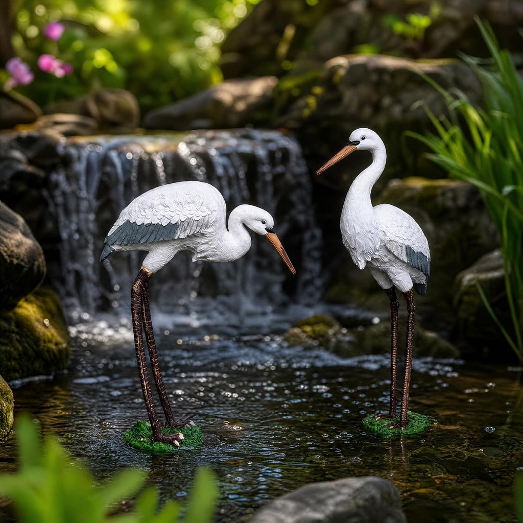 Garden Elegance White Crane Statue