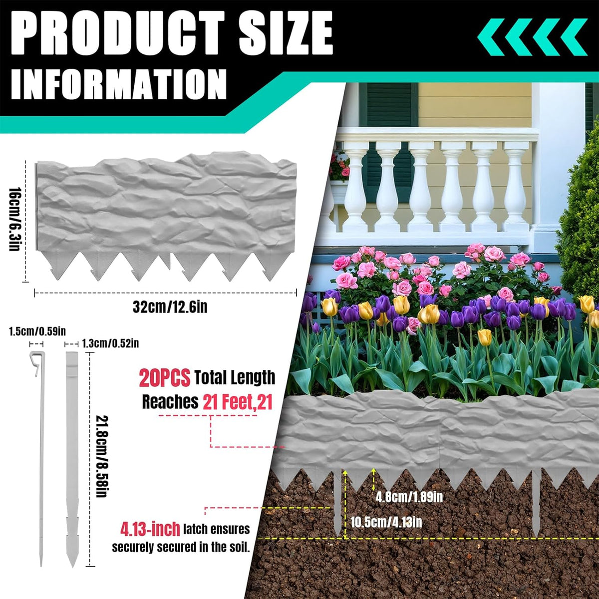 20-Pack Plastic Garden Lawn Edging