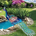 Metal Peacock Garden Statue