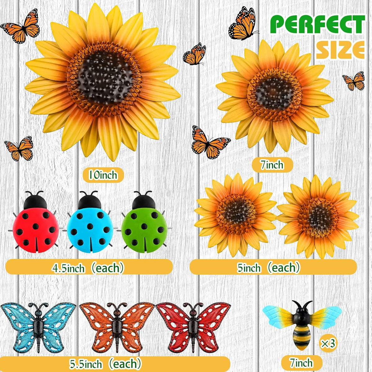 Metal Sunflower Butterfly Wall Decor Set