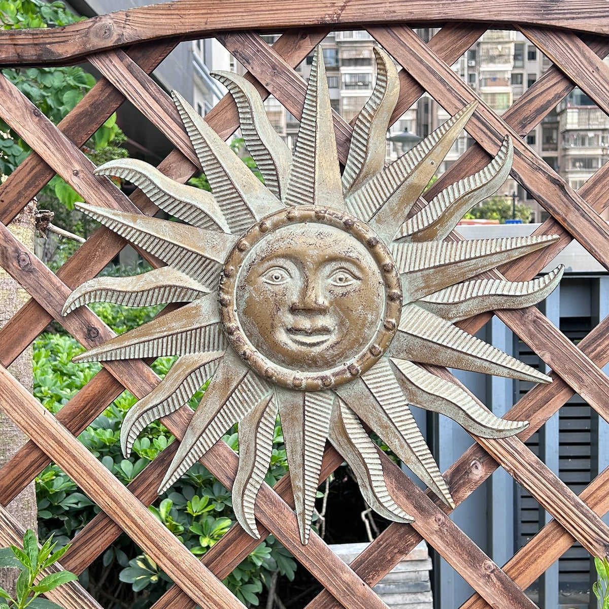 Green Gold Sun Metal Wall Decor