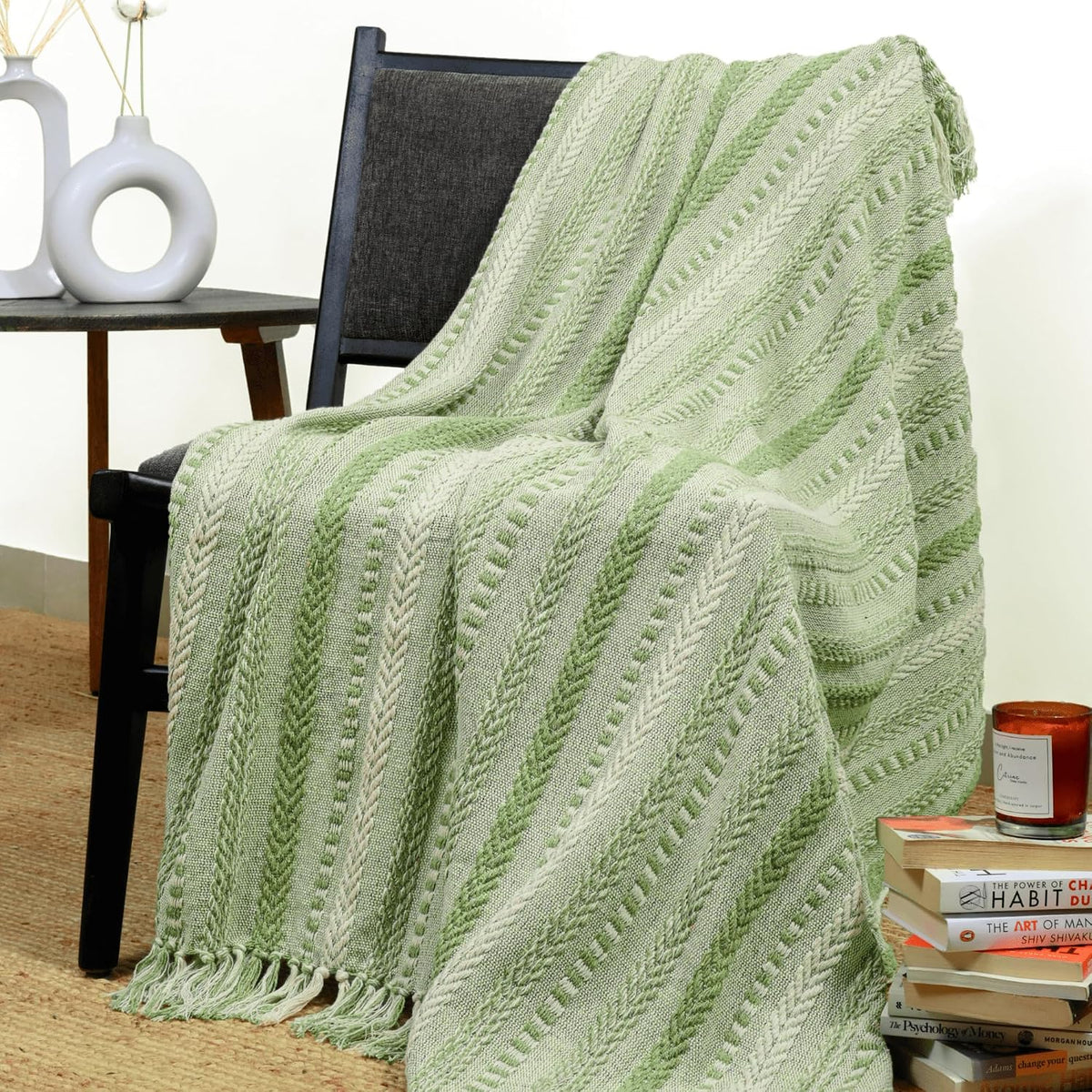 Cotton Striped Throw Blanket